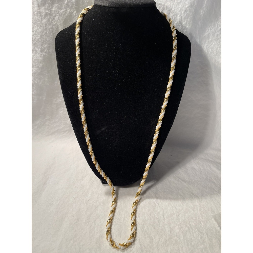 Vintage Monet Gold\White Necklace 36"